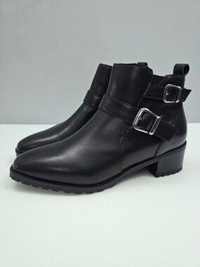 Blondo Shantel Moto Ankle Boot Womens 8.5 Black Leather Waterproof Western NEW